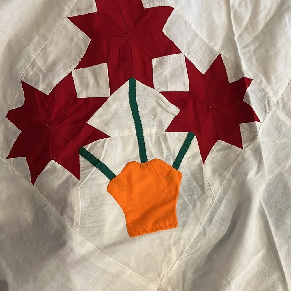 Hand made Quilt top flower blocks 60” x 78”